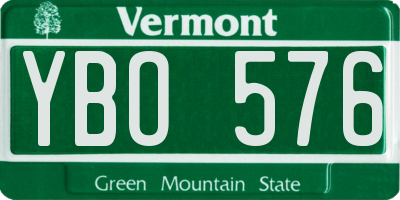VT license plate YBO576