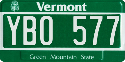 VT license plate YBO577