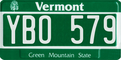 VT license plate YBO579