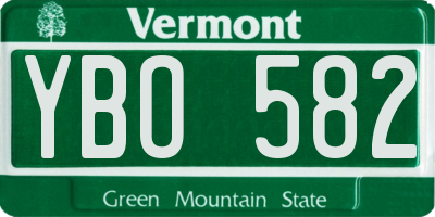 VT license plate YBO582