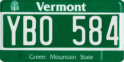 VT license plate YBO584