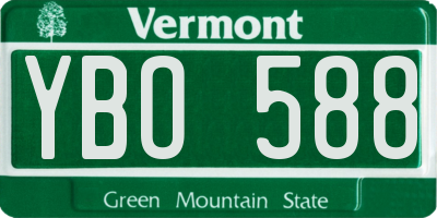 VT license plate YBO588