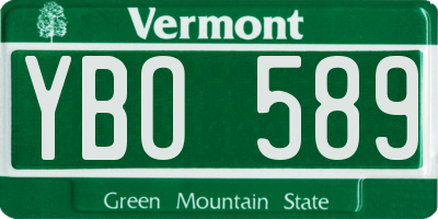 VT license plate YBO589