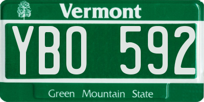 VT license plate YBO592