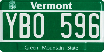 VT license plate YBO596