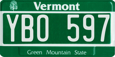 VT license plate YBO597