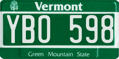 VT license plate YBO598