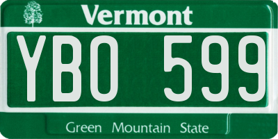VT license plate YBO599