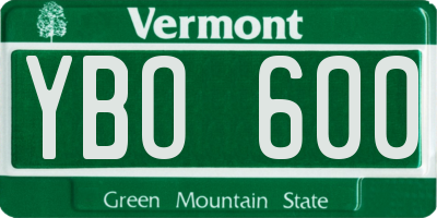 VT license plate YBO600