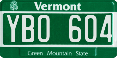 VT license plate YBO604