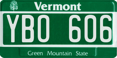 VT license plate YBO606