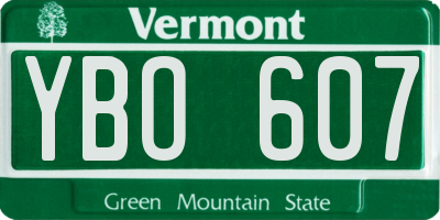 VT license plate YBO607