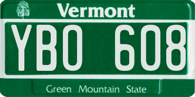 VT license plate YBO608