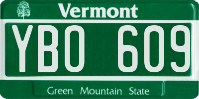 VT license plate YBO609