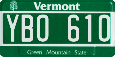 VT license plate YBO610