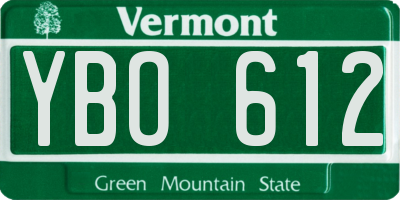 VT license plate YBO612