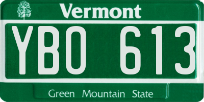 VT license plate YBO613
