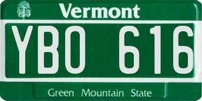 VT license plate YBO616