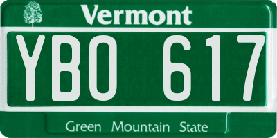 VT license plate YBO617