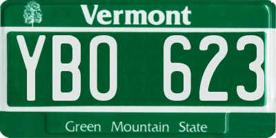 VT license plate YBO623