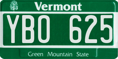 VT license plate YBO625