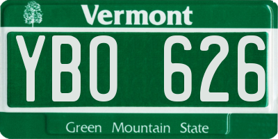 VT license plate YBO626
