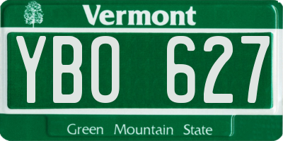 VT license plate YBO627