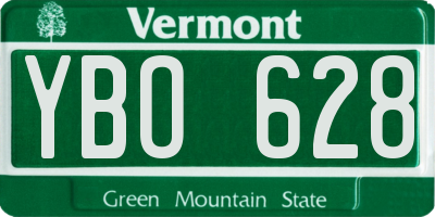 VT license plate YBO628