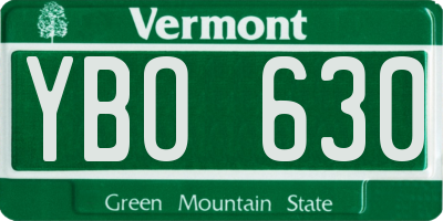 VT license plate YBO630