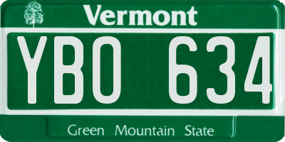 VT license plate YBO634
