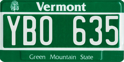 VT license plate YBO635