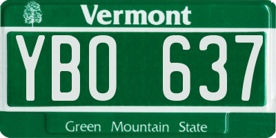 VT license plate YBO637