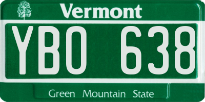 VT license plate YBO638