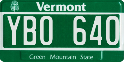 VT license plate YBO640