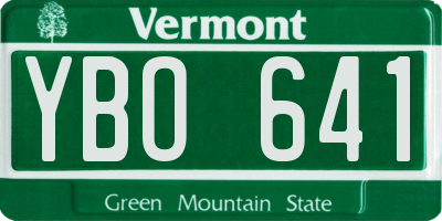 VT license plate YBO641