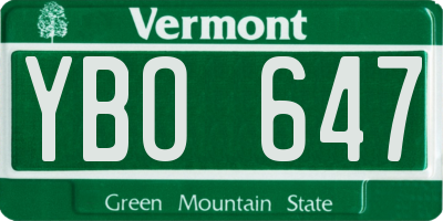 VT license plate YBO647