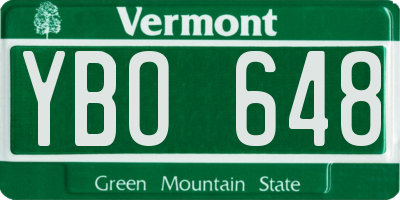 VT license plate YBO648