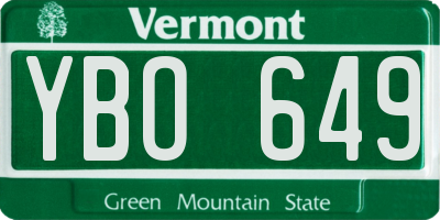 VT license plate YBO649