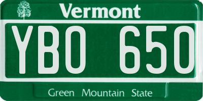 VT license plate YBO650