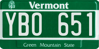 VT license plate YBO651