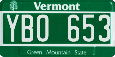 VT license plate YBO653