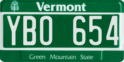 VT license plate YBO654