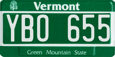 VT license plate YBO655