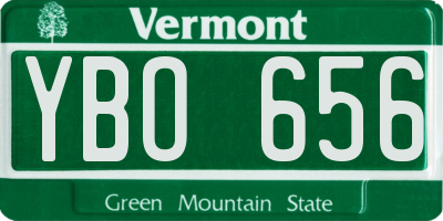VT license plate YBO656