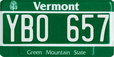 VT license plate YBO657