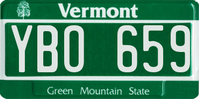 VT license plate YBO659