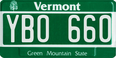 VT license plate YBO660