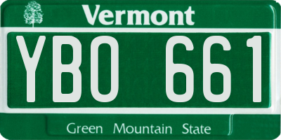 VT license plate YBO661