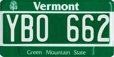 VT license plate YBO662