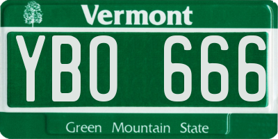 VT license plate YBO666
